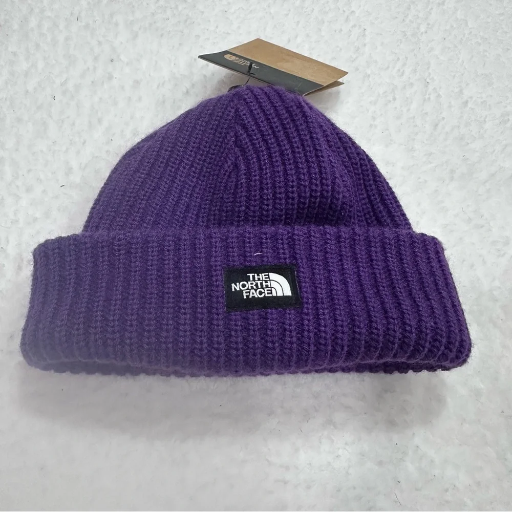 Kids Purple Knit North Face Hat